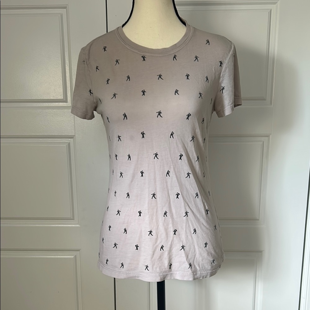 Public Library Gray Fitted T-Shirt with Little Dancing Men Design